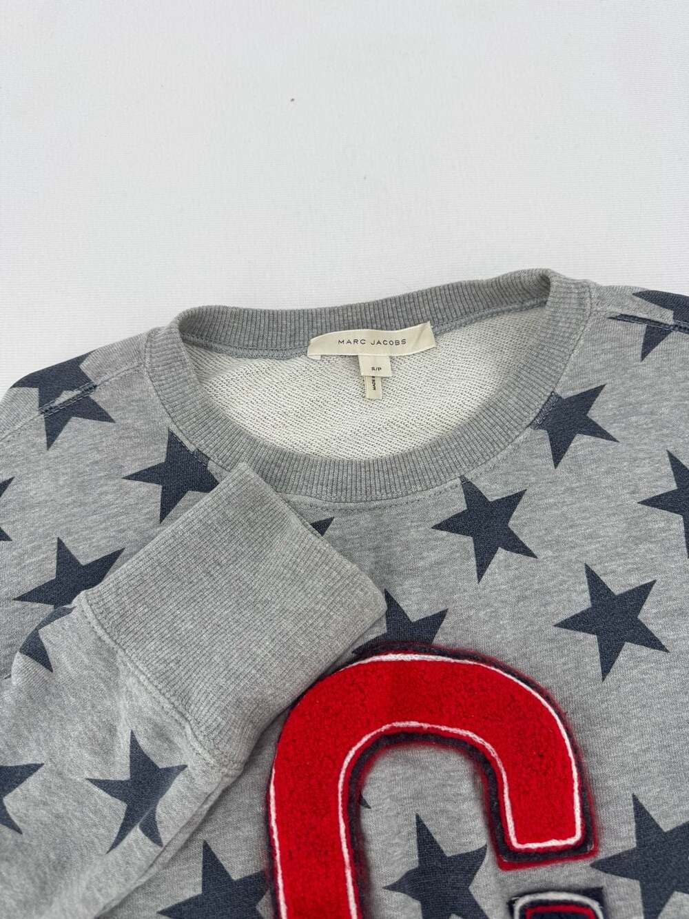 Marc Jacobs Sweatshirt Size S Gray Star Print Applique Logo